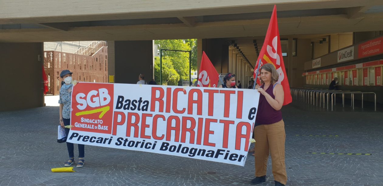 presidio sgb per denunciare la precarizzazione del lavoro nel quartiere fieristico a bologna