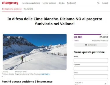 Petizione contro telecabine nel vallone delle Cime Bianche in Valle d'Aosta su change.org