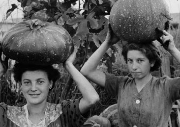ANDO GILARDI Giovani donne portano zucche sulla testa
